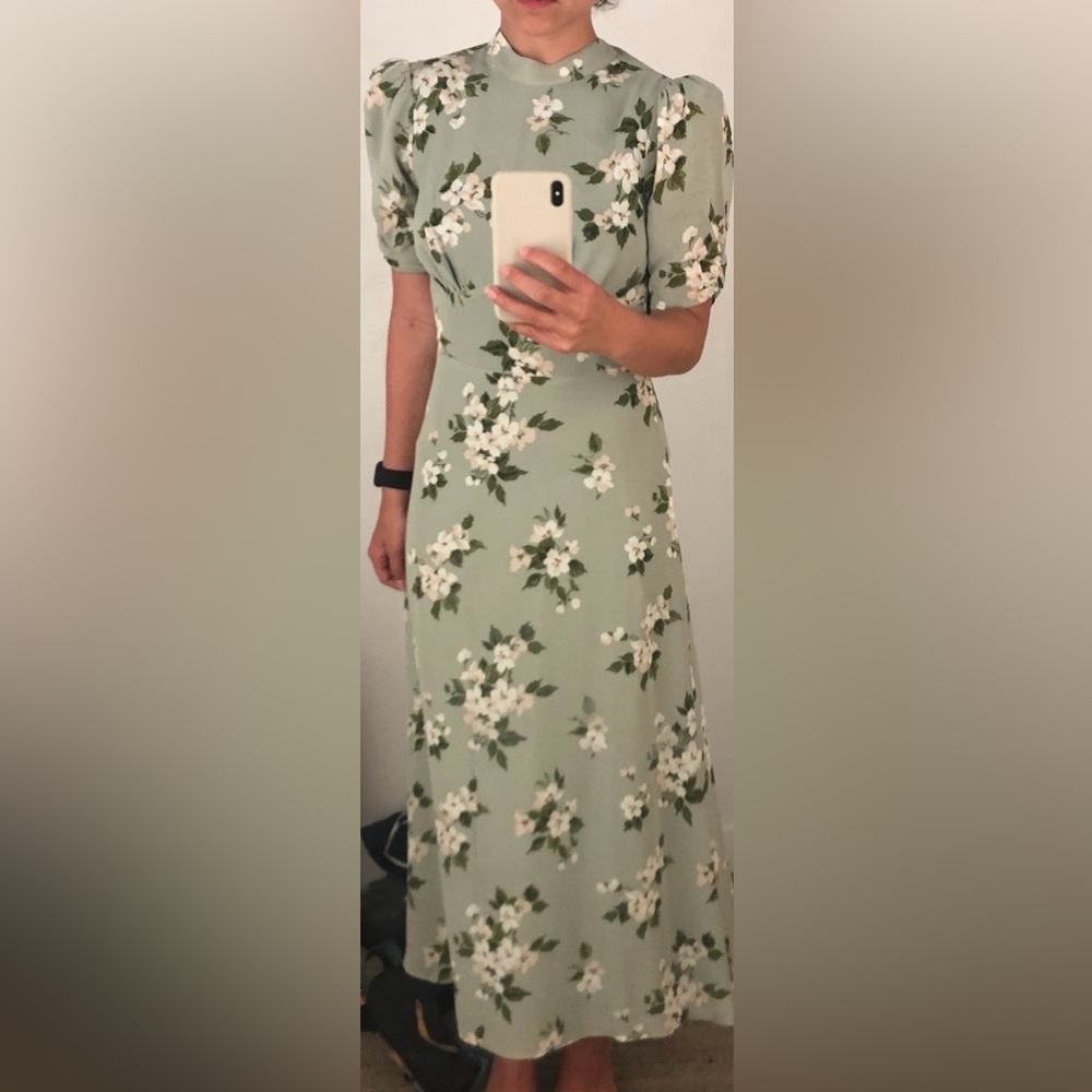 Reformation Sage Floral Midi Dress